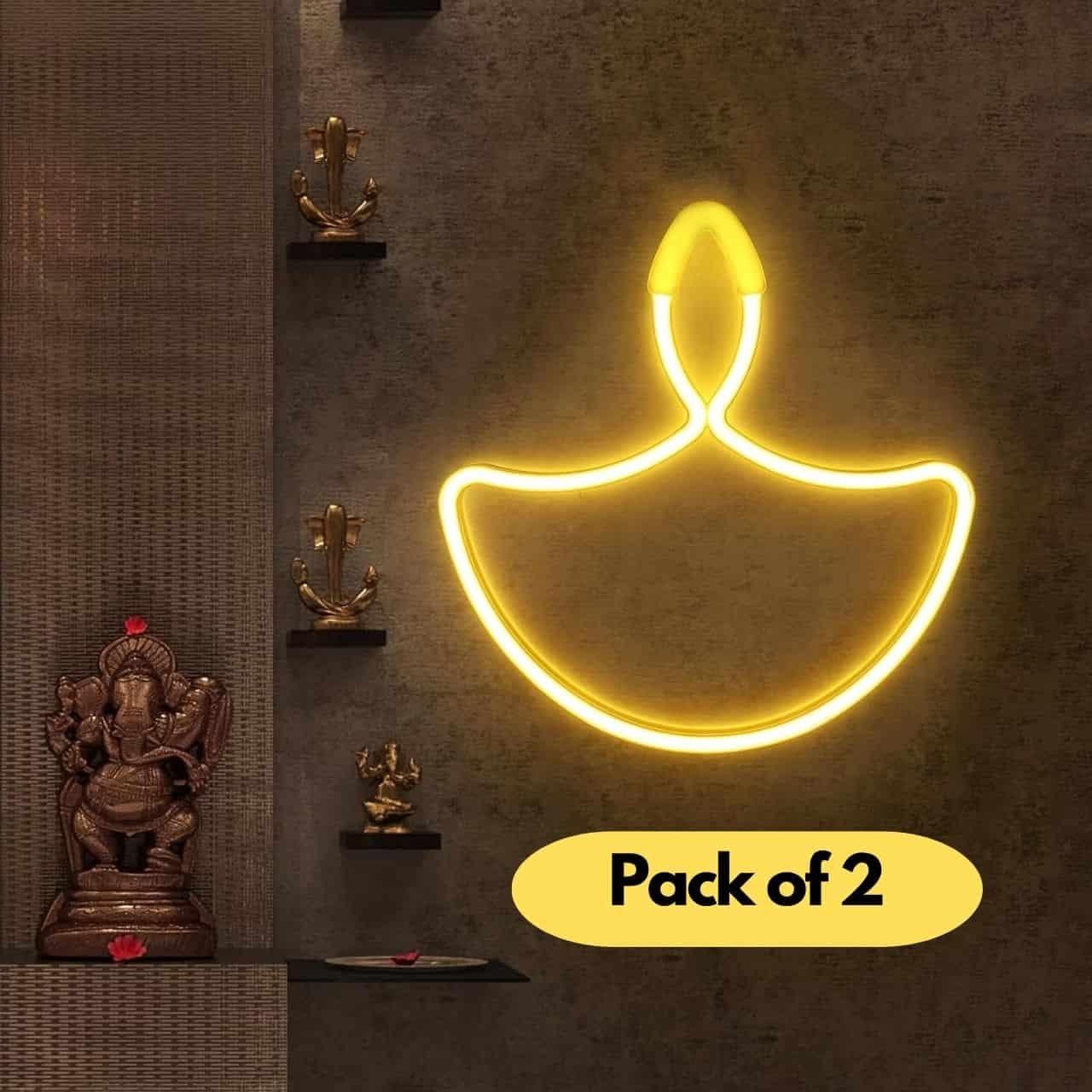 Diwali Diya Neon Sign Strip Lights Pack of 2